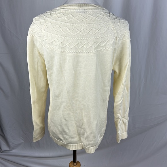 Talbots Cotton/Cashmere Cream Long Sleeve Crew Neck Sweater-Newly New! - Picture 3 of 5